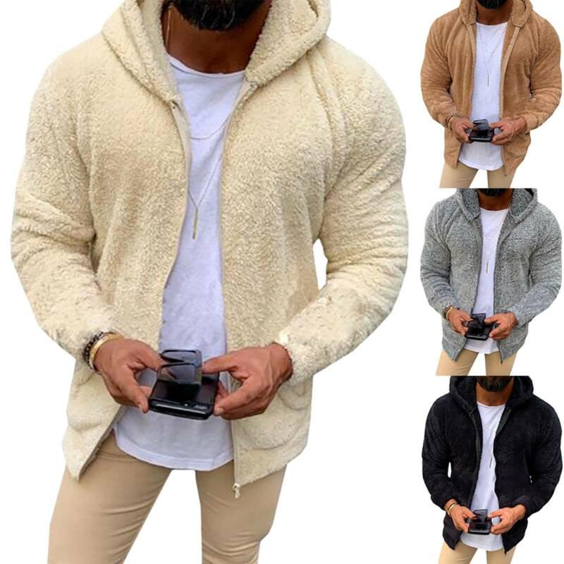 fluffy jacket with hood mens