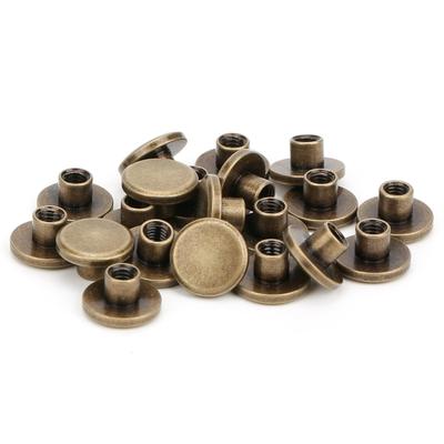 50 Takım 6,5 mm Pirinç Düz Başlı Saplamalar Vidalar Çivi Perçinler DIY Deri El Sanatları Bağlantı Elemanları ScrewbackBronz
