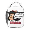 Mafalda I Don't Need But I Want Insulated Lunch Bag Portable Quino Comic Cartoon Thermal Cooler Lunch Tote Office Picnic Travel