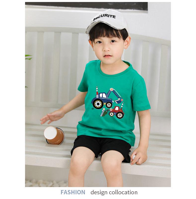 New Boys' Pure Cotton Short-Sleeve Printed T-Shirt - Round Neck Summer Top