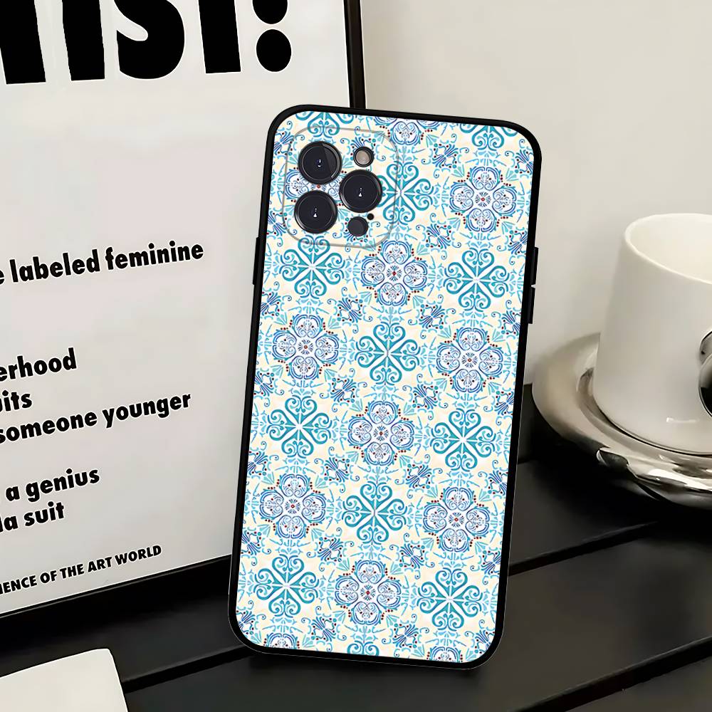 Portuguese Glazed Tiles Phone Case For IPhone 17 16 14 15 13 12 11 Pro Max Plus Silicone Soft Cover