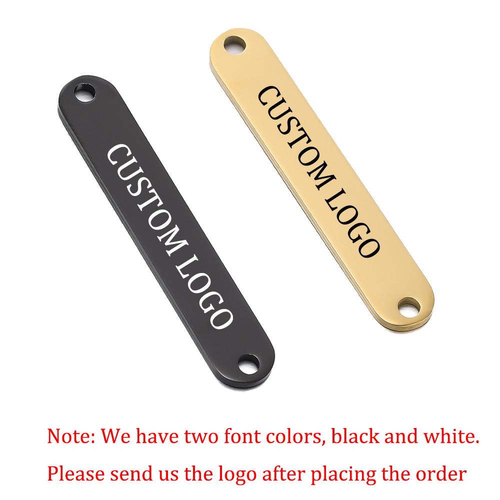 20pcs Laser Custom Name Logo Date Text Rectangle Charms Stainless Steel Customized Pendants For DIY Necklace Bracelets Making