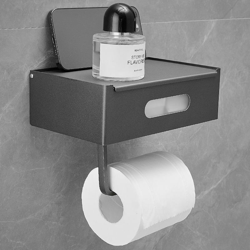 Gun Gray 304 Stainless Steel Bathroom Paper Roll Holder Wall-mounted Toilet Tissue Box Paper Towel Rack Bathroom Accessories