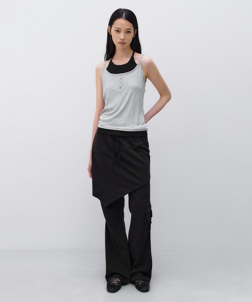 INSILENCE WOMEN Double Layered Cotton Pants Black