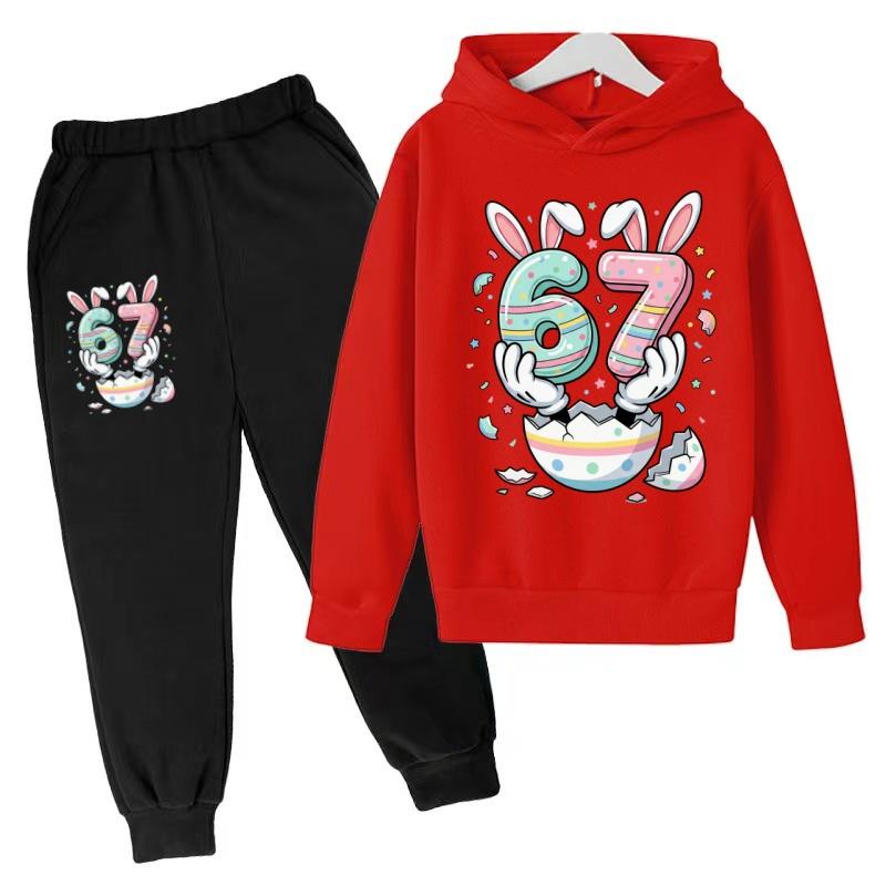 Kids Hoodie New Six Seven 67 Print Clothes Sweatshirt+Pants 2P Boy Girl Toddler 3-12Years Casual Top Pullover Sports Fashion Set