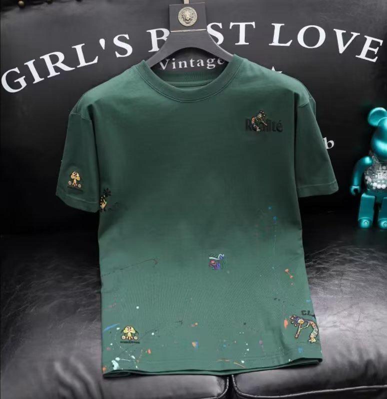 

Летняя мужская вышитая модная футболка с коротким рукавом Extra Large зелёный