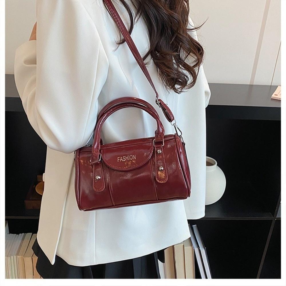 Trendy PU Leather Shoulder Bags Pure Color Large Capacity Crossbody Bags Handbag Women