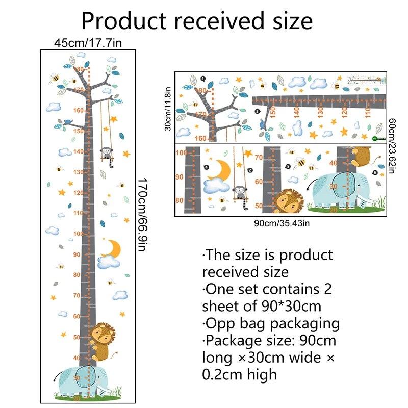 Wall Stickers Hanging Cartoon Baby Height Measure Ruler Wall Sticker Decorative Props Child Kids Growth Chart for Bedroom Home