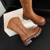 Retro Soft Leather Thick Sole Western Cowboy Mid-Calf Boots for Women, Autumn/Winter Martin Style