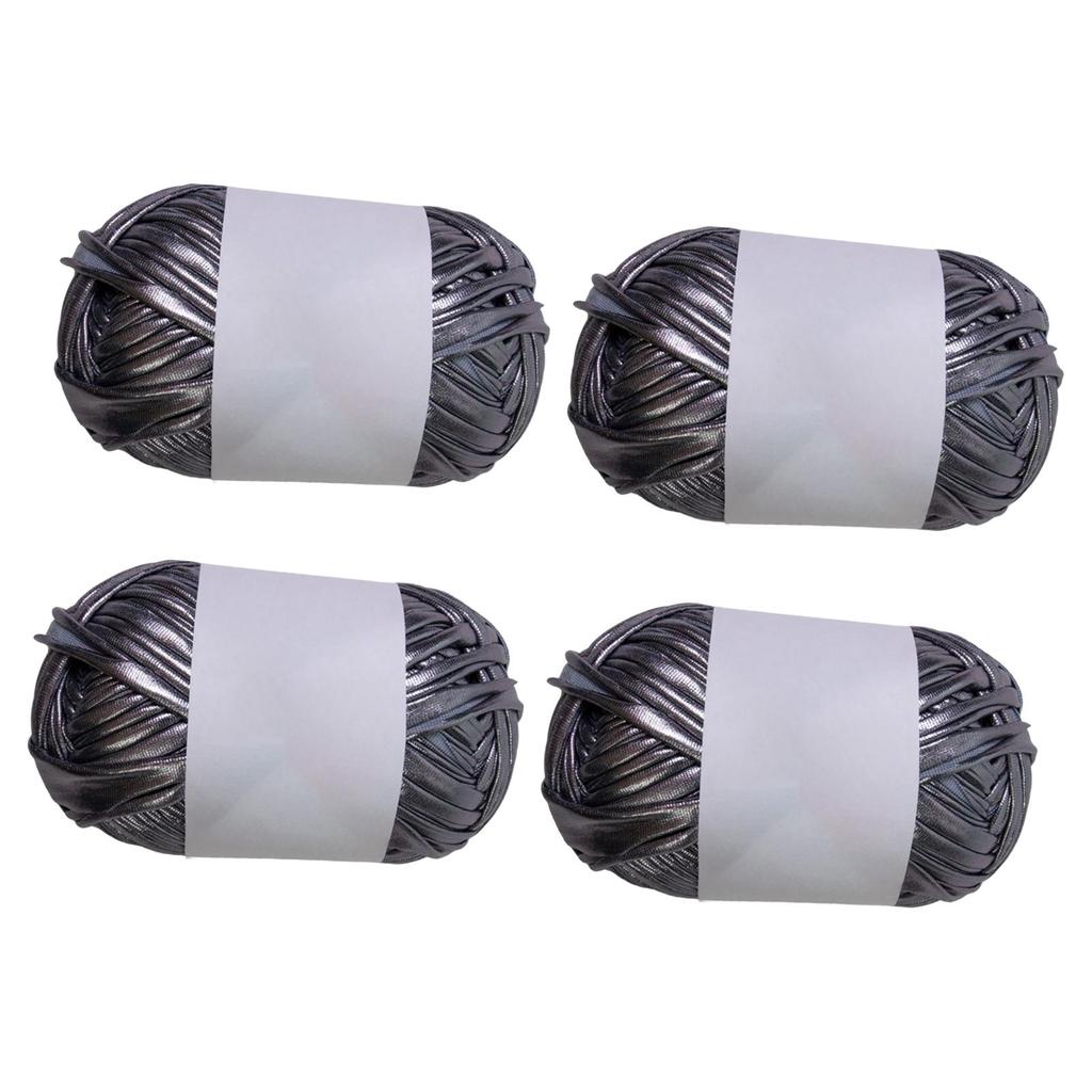 4x Metallic T-shirt Yarn Polyester Yarn Polyester Thread Home Decor Yarn Knitting Yarn Set Crochet Bag Yarn for DIY Bags Rugs