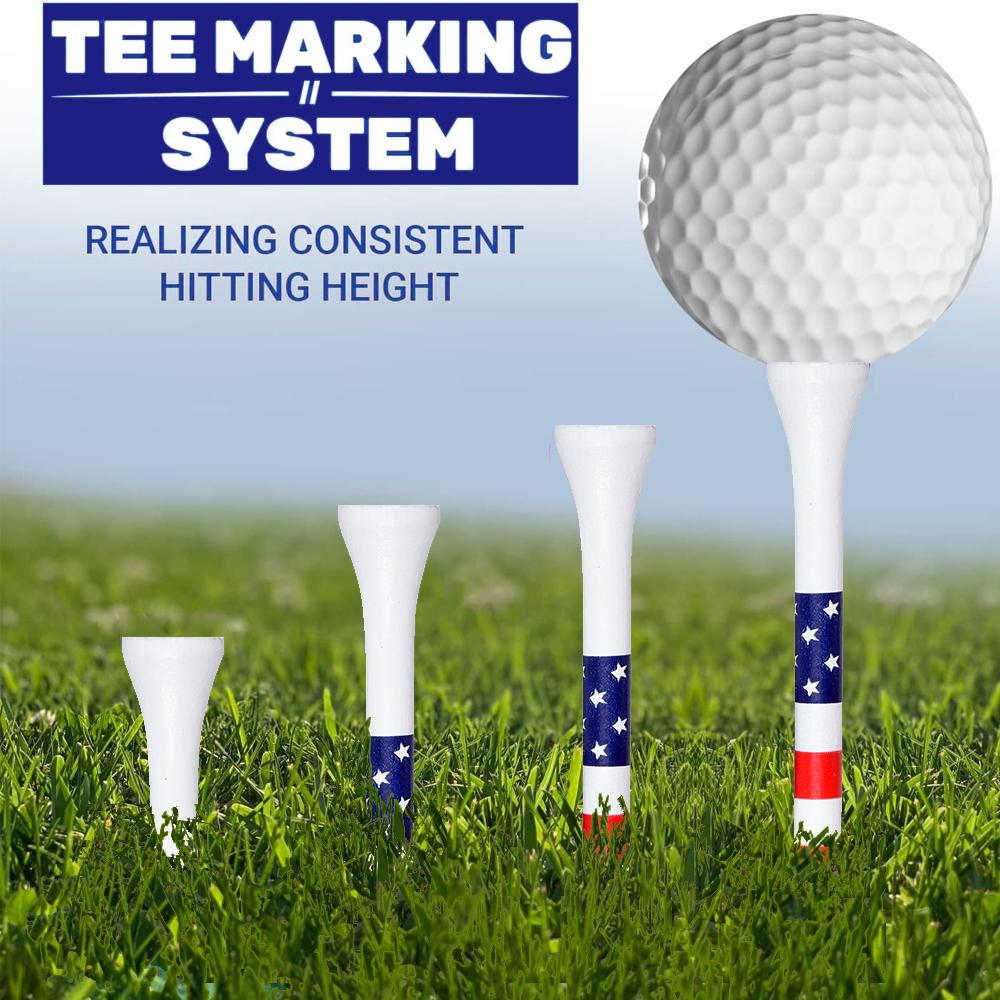 50Pcs Golf Tee 3-1/4 and 2-3/4 inch Durable Bamboo American Flag Designed Golf Training Accessorie