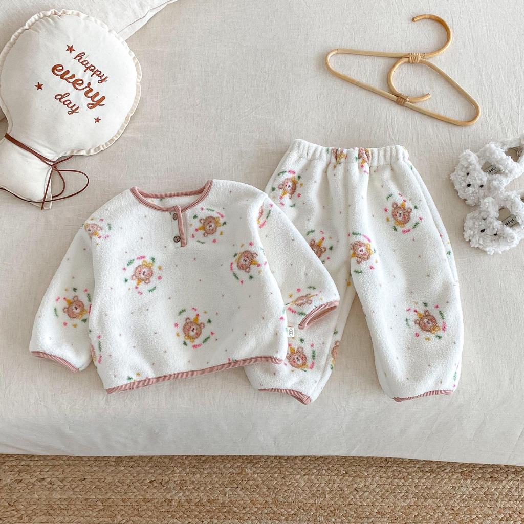 2025 Winter Children's Korean-Style Cartoon Pajama Set for Boys & Girls - Two-Piece