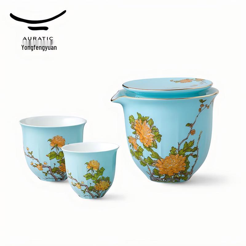 Yongfengyuan Madam Porcelain West Lake Blue Travel Tea Set