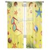 Beach Starfish Shells Leaves Palm Curtains Living Room Bedroom Decor Chiffon Tulle Voile Kitchen Window Curtain Sheer Made Of Polyester Treatment