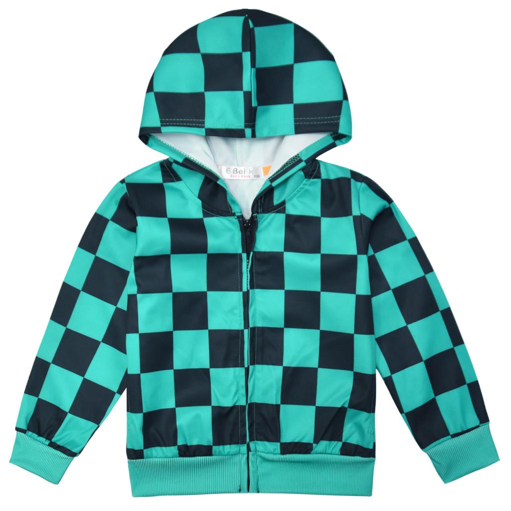 

Kids Boys Girls Anime Cartoon Demon Slayer Long Sleeves Zipper Hooded Jacket Coat 140cm