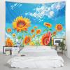 Vibrant Giant Monarch Butterfly Tapestry, Colorful Wildflower Meadow Cloud Sky Nature Art Wall Cloth For Bedroom Fresh Decor