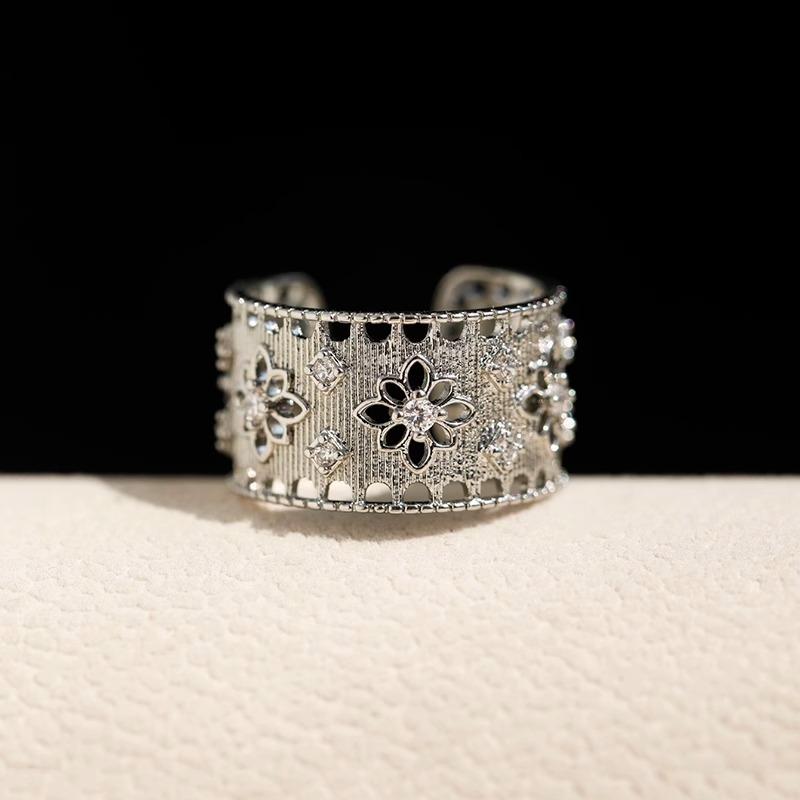 Art Deco Geometric Ring Vintage Style Hollowed Out Ring Female Adjustable Finger Ring Set Hand Jewelry Niche Temperament Pairing Jewellery