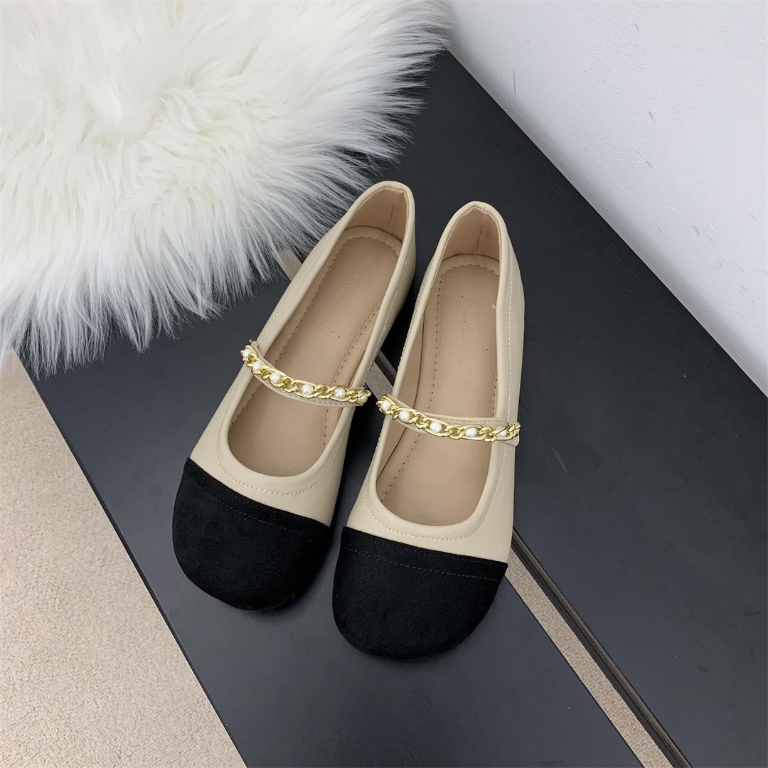 

Плоские одинарные туфли женские весна-осень туфли Doudou 2025 новые универсальные туфли в стиле феи французские нежные с юбкой туфли Мэри Джейн 35