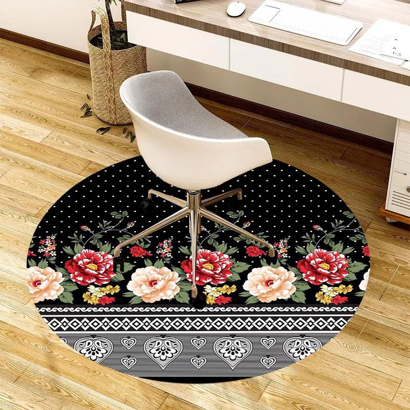 1pc Office Carpet Chair Mats Floral Pattern with Hearts Perfect for Decorating Office Chairs, Living Rooms, Or Bedrooms