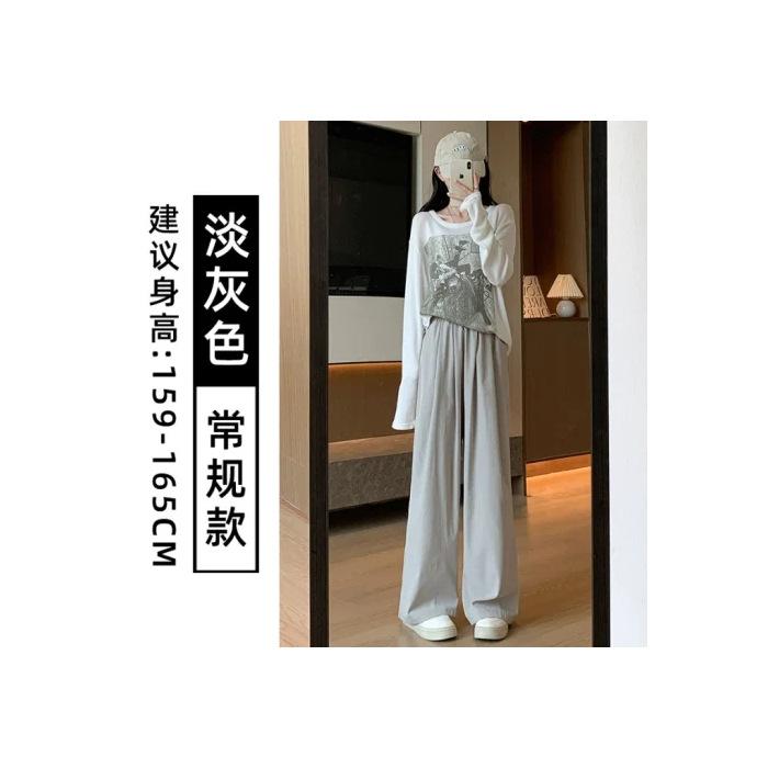 Women's High Waist Wide Leg Pants Loose Straight Trousers Minimalist Ice Silk Yamamoto Pants Fall Lazy Casual Daily Bottoms