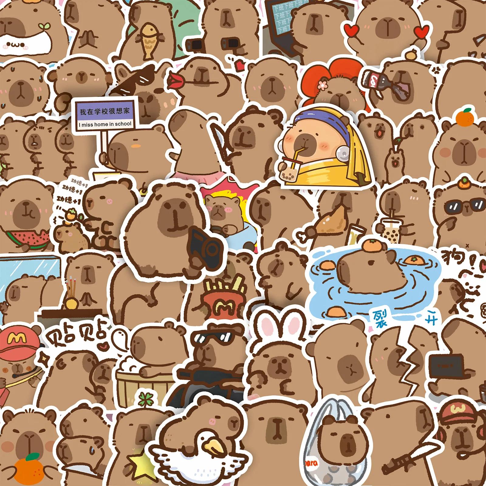 

New 100Pcs Plump Capybara Cute Stickers Cartoon Animal Decals Scrapbook Laptop Phone Luggage Diary Car Graffiti Sticker Kid Toy