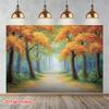 2D Plane 1 Piece of Autumn Forest Path Background Fabric Made of Polyester Very Suitable for Families and Gardens