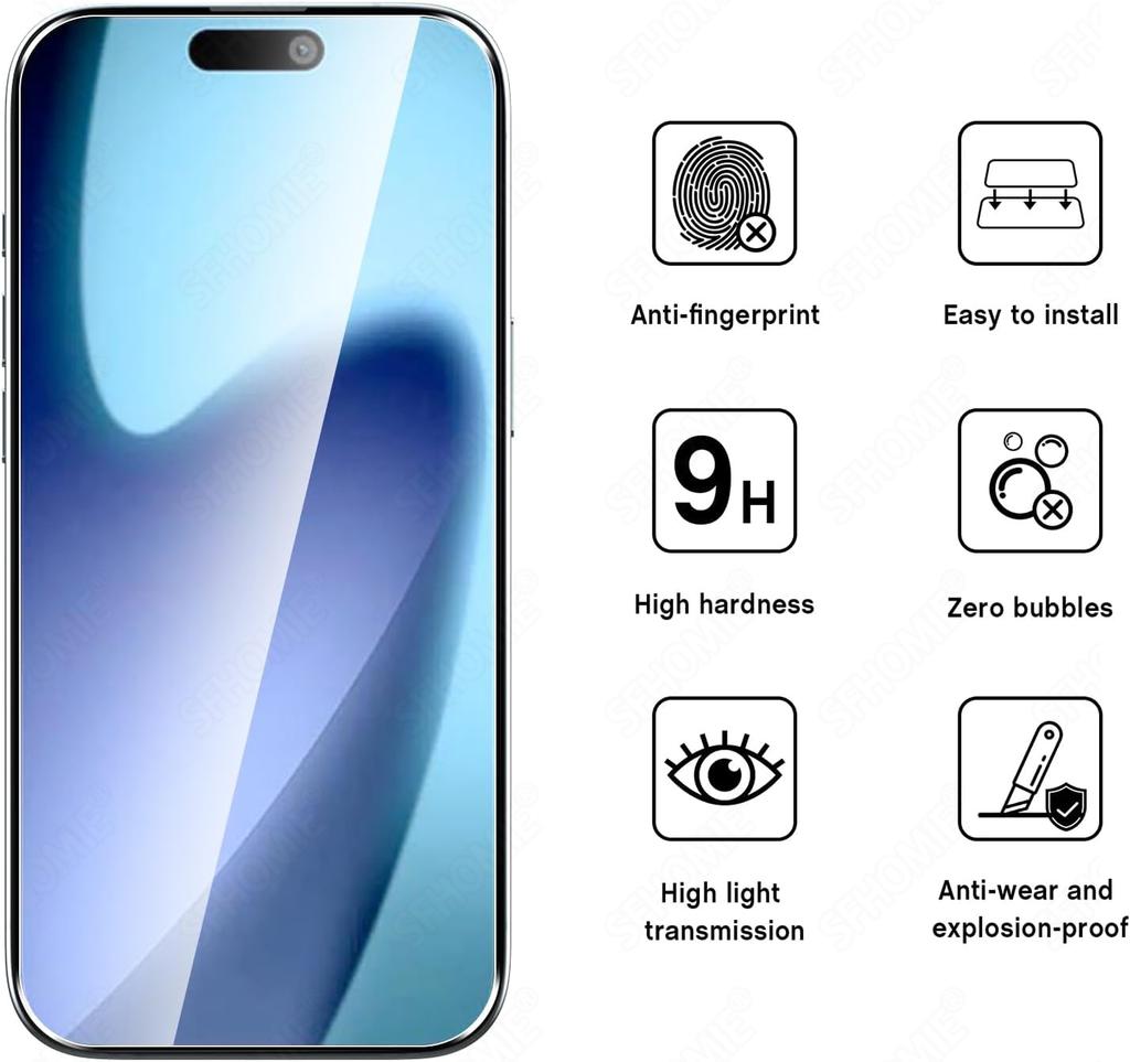 Protetor de tela de vidro temperado hd, 5 peças para iphone 11 12 13 14 15 16 17 pro max 14 15 16 plus 16e filme anti-arranhões de vidro de ar