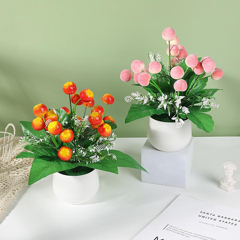 Strawberry Simulate Apple Orange Peach Pomegranate Fruit Tree Potted Plants