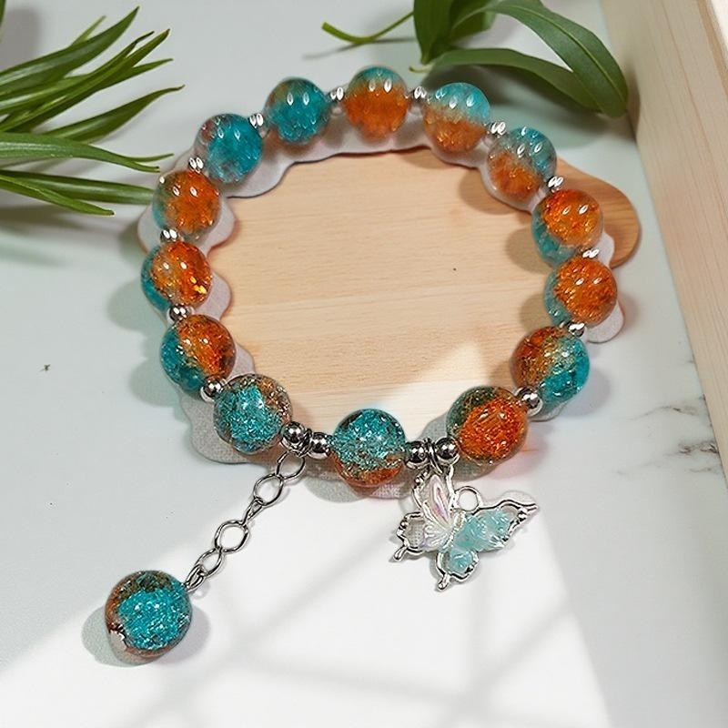 Butterfly Love Flower 10mm Handmade Beaded Bracelet - Original, Personalized, Exquisite Jewelry Gift for Friends and Newcomers