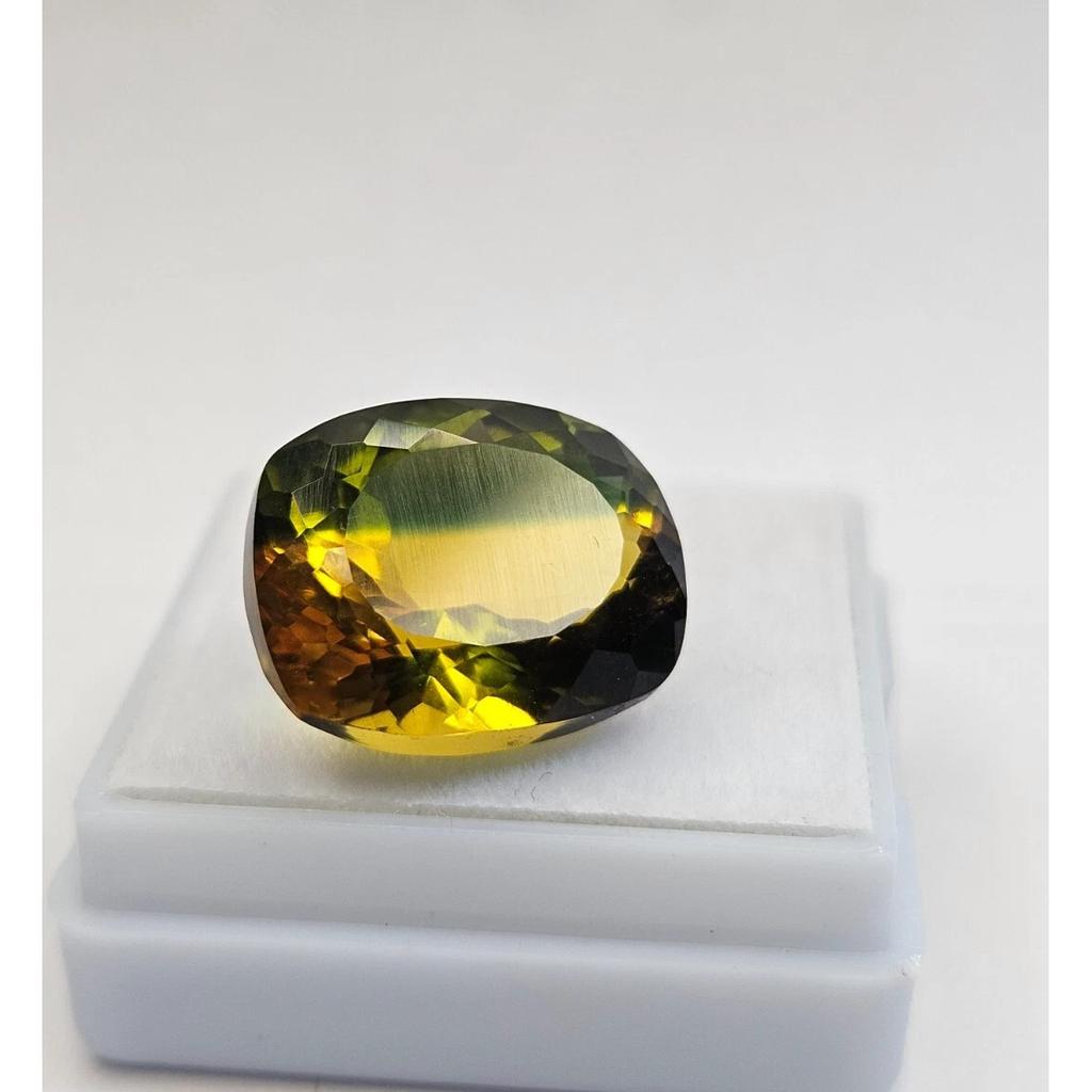 Natural Bi-Color Tourmaline Cushion Cut 10-12 Ct Stunning Certified Gemstone