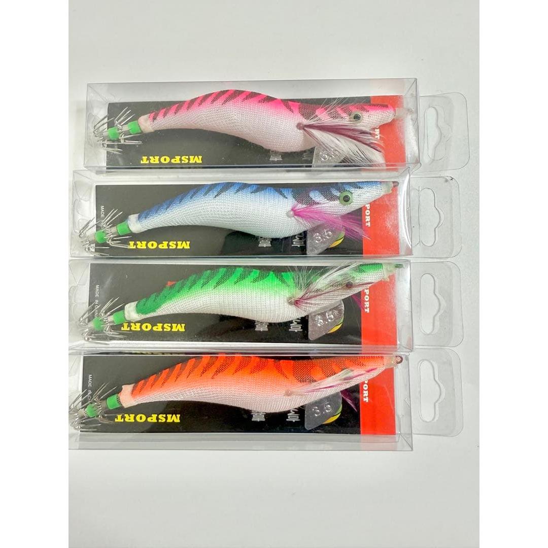 Used No.38 Squid Egi 4 Set No. 3.5 Squid Fishing Bait Wood Egi Squid Bait
