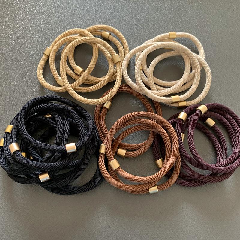 Korean Style Thick Ribbed Gold Buckle Hair Tie - Durable Daily Hair Band for Ponytails