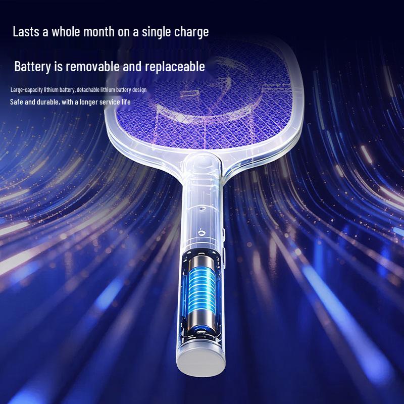 Rechargeable Electric Mosquito & Fly Swatter with Three-Layer Safety Net