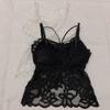Bow Lace Strappy Tank with Chest Pads - Anti-Sagging Bandeau Lingerie for Women