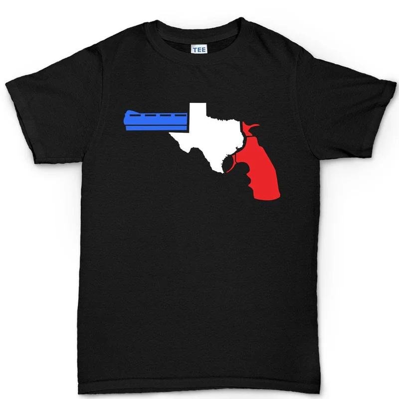 Texas Gun Unisex Cotton TShirt Athletic Casual Cool Black Patriotic M
