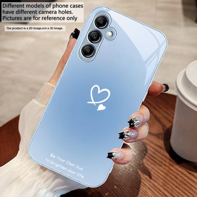Gradient Heart Shape For Samsung A73 72 71 A70 56 55 54 A53 52 51 A50 42 A35 A34 33 32 31 26 25 24 23 22 30 Glass Phone Case