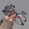 Ultra-Light Trendy Women's Color-Changing Myopia Glasses - Cold Tea Color, Transparent Large Frame, High Appearance Value, Slimming, Flat Lenses