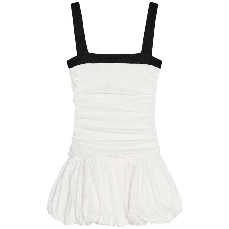 

Zaprha 2025 Pure Desire Balloon Style Texture Straight Collar Short Sling Dress Small Slim Looking 5067171 White L