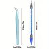 2Pcs Nail Art Diamond Pens with Diamond-encrusted Crayons with Stainless Steel Tweezers Nail Grafting Eyelashes Manicure Tools