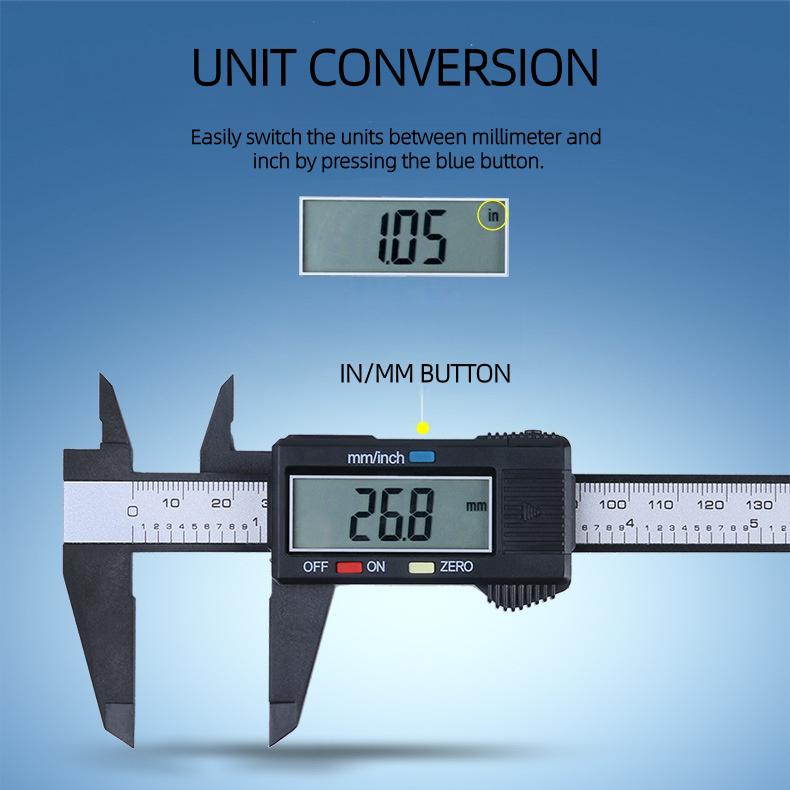 6 Zoll Digitaler Elektronischer Kohlefaser Messschieber mit LCD-Anzeige und Etui 0-150mm Messbereich Messschieber Messwerkzeug