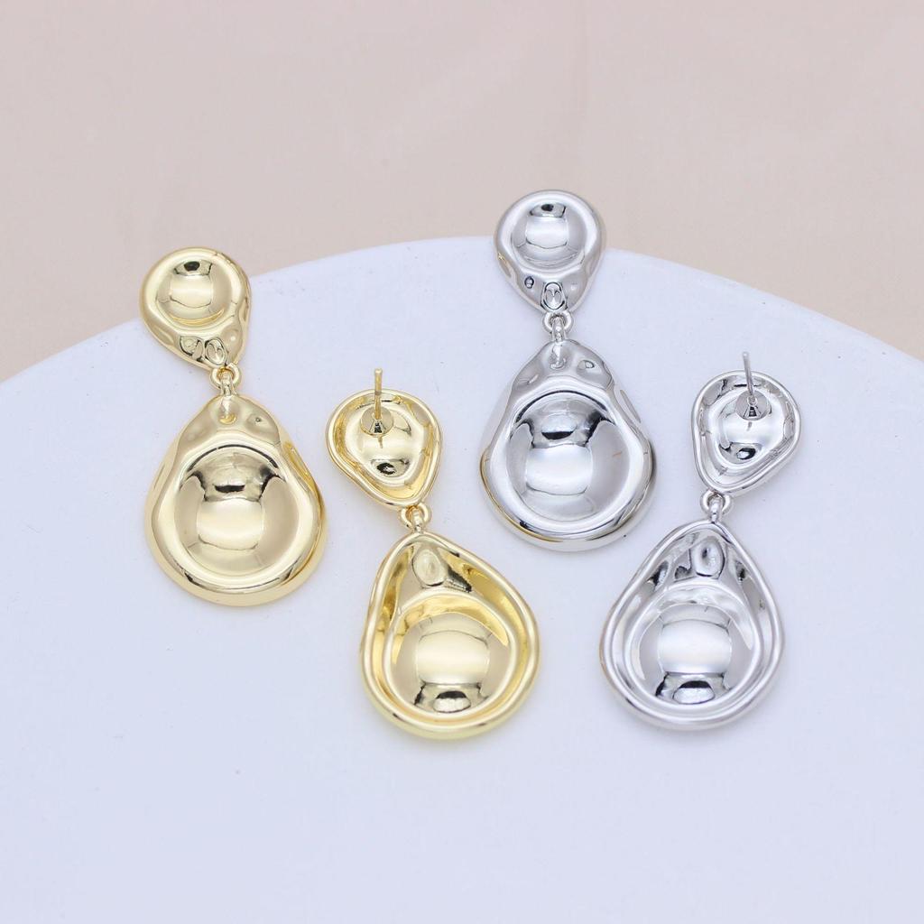 S925 Silver Needle Minimalist Geometric Dangle Earrings - Glossy, Fashionable, Luxurious, Real Gold Color Retention.