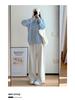 2024 Women's White-Gray High-Waisted Loose Casual Straight-Leg Sweatpants