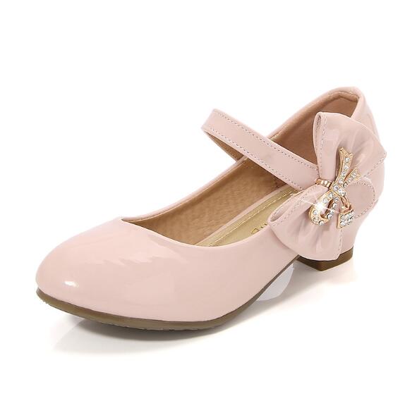 2026 Spring New Girls Leather Shoes Children's Princess High Heels Black White Girls Wedding Party Dance Shoes 26-38