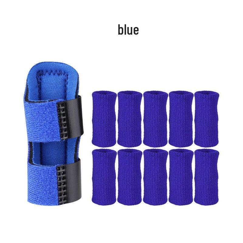 Aluminum Finger Splint Support: Adjustable, Elastic, and Breathable Guard for Sports. One Size синий