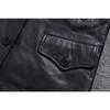 Chinesische Größe Echte Kuhhornschnallen Echte Rindslederjacke Herren Echtledermantel Klassische schwarze Jacke Lässige Lederbekleidung Herbst