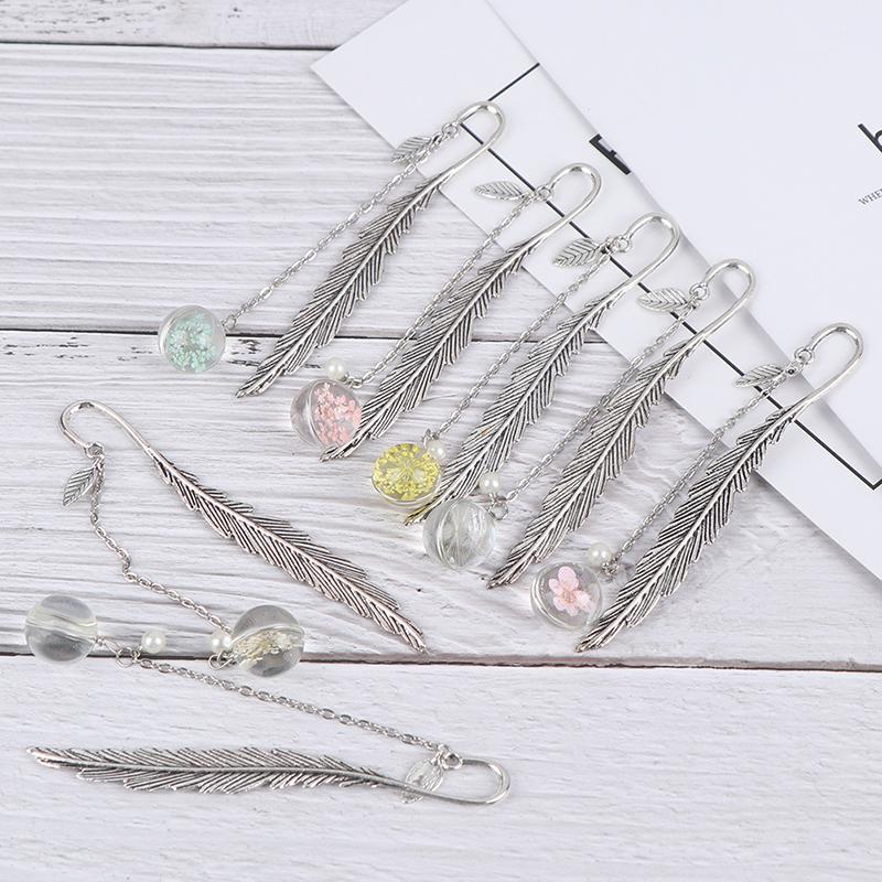 Flower Specimens Bookmark Pendant Metal Book Mark School Office Supply