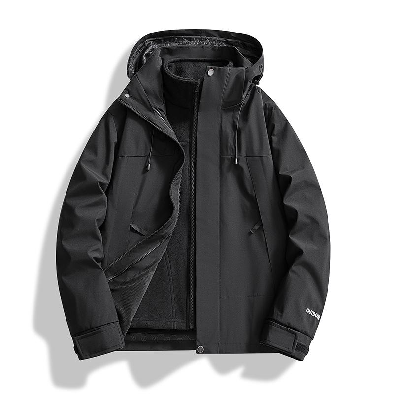 Couple's Autumn Winter Windbreaker: Thick, Velvet-Lined 3-in-1 Jacket for Live-Stream Sales