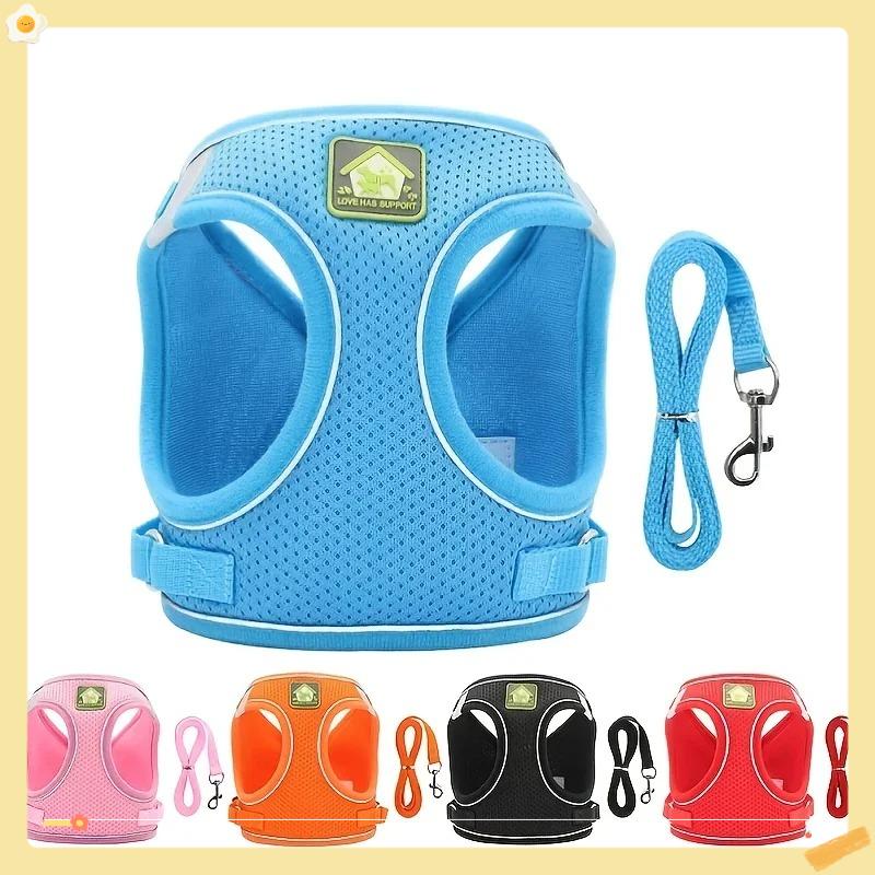Reflective Pet Leash Harness & Leash Set For Puppy & Kitten, No Pull Dog Vest Harness With Breathable Mesh