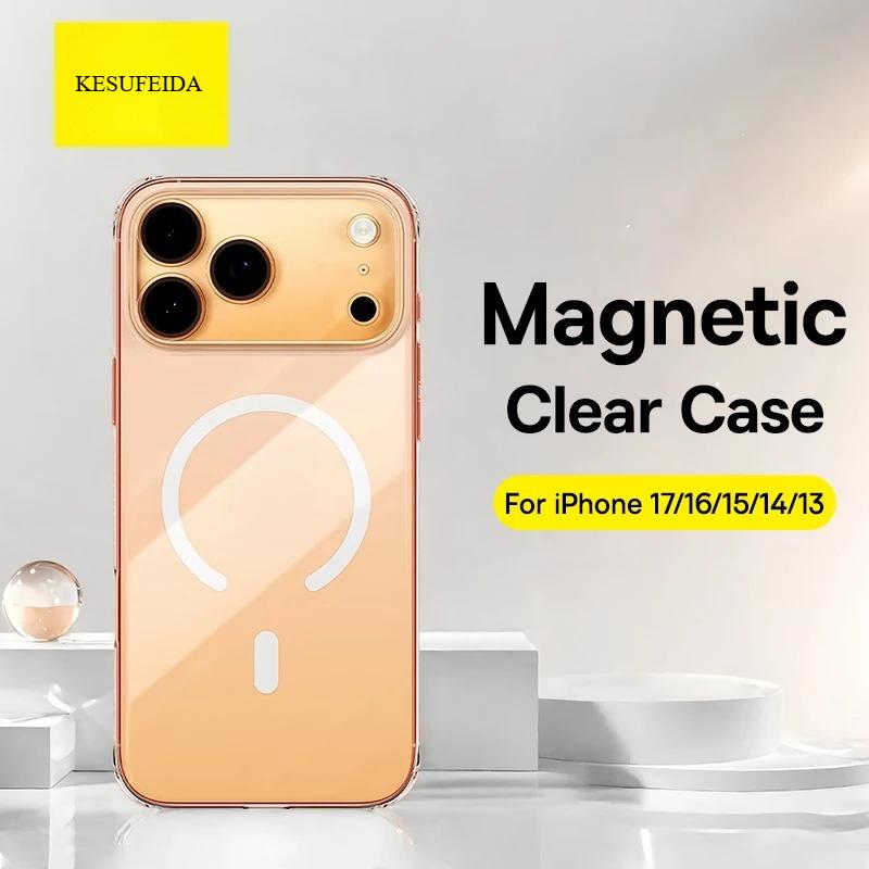 New Magnetic Case For iPhone 17 Pro Max 17 Air For Magsafe Wireless Charging Case For iPhone 16 15 14 13 Pro Max Clear Cover