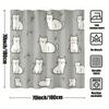 Cute White Cat Pattern Shower Curtain Waterproof Easy To Clean Privacy Protection Print Kawaii Pet Art Design Minimalist 12Hooks
